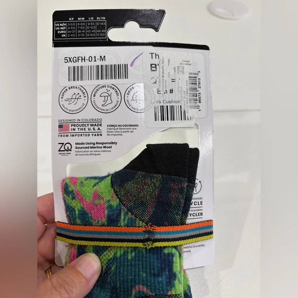 SmartWool Men’s Medium Zero Cushion Pow Print Ski Socks Blue NWT Over the Calf